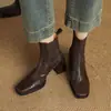 Botas Chelsea femininas da moda estilo coreano com salto grosso, coleção nova 2026, botas elásticas de salto alto com bico quadrado retrô para primavera e outono