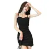 Vestido de Verão 2026 com Alças Finas e Design Franzido, Elegante e Sexy, Mostrando a Clavícula, Emagrecimento, Vestido Curto sem Costas para Mulheres