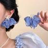 Aretes Azules con Atmósfera Marina para Mujer Vacaciones Dulces Aretes de Malla 2025 Nuevo Estilo Aretes de Borla
