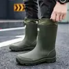 Botas de Lluvia para Pareja de Moda Transfronteriza para Hombre para Exteriores Impermeables Zapatos de Pesca para Hombre de Suela Gruesa Antideslizantes Zapatos de Goma para Cocina Impermeables Zapatos para Lavado de Autos