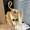 Ins Lindo Bolso de Hombro Bordado de Cachorro Nuevo de Gran Capacidad Casual Combinable Portátil con Cordón de Gran Capacidad Bolso Tote