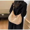 Bolso de Hombro de Pana para Mujer Moda Bolso Cruzado Gran Capacidad Color Sólido Bolsa de Tela para Viajes Diarios Estudiante Simple Mensajero