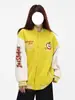 Chaqueta de Béisbol Bordada con Manzana de Marea Nacional Americana para Hombre y Mujer Diseño Retro de Bloques de Color Sentido del Diseño Nicho Holgada Casual Chaqueta Abrigo