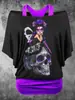 Top de Verano Transfronterizo para Mujer Camiseta de Manga Corta Spice Girls Impresión Digital 3D Calavera Camiseta Básica de Manga Corta Nueva Prenda Interior para Mujer