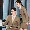Nuevos Conjuntos de Traje de Primavera y Otoño para Hombre y Mujer para Compras Gubernamentales y Empresariales, Ropa de Trabajo para Ventas, Conjuntos de Traje Profesionales, Ropa de Trabajo con Textura de Bambú
