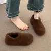 Pantuflas de Media Caña Peludas con Suela Gruesa de Felpa para Mujer 2026 Nuevas Otoño/Invierno sin Cordones Botas de Nieve Pantuflas de Algodón Cerradas con Forro de Terciopelo