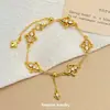 Pulsera de Borla Iris Color Dorado Arenoso Estilo Retro para Mujer Micro-pavimentada Super Brillante Exquisita Sensación de Alta Gama Temperamento Suave Joyería de Mano Exquisita