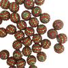 16MM-22MM Contas de Resina para Broca Esférica com Base Galvanizada Listras Verdes e Vermelhas Contas de Broca Esférica diy Contas Grossas