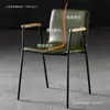 Cadeira de Jantar Minimalista com Encosto, Banqueta Moderna de Ferro Artístico Loft para Escritório, Cadeira de Café de Alto Padrão Estilo Industrial Retrô Nórdico