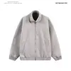Jaqueta Masculina Nova 2025 Gola Alta Couro PU Marca da Moda Tendência Retro Gola Alta Tie-Dye Solta
