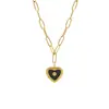 Collar Marka con colgante de gota de aceite en forma de corazón negro, hecho a mano, de acero de titanio chapado en oro real de 18 quilates, estilo retro P1019