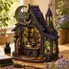Enfeites de Casa Miniatura de Natal Halloween Madeira DIY Montagem Manual Atmosfera de Festival Decoração de Mesa