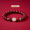 Pulsera Auténtica de Cinabrio Morado Dorado Natural, Pulsera de Jade Hetian Turquesa, Regalo de Año de Nacimiento para Hombres y Mujeres, Cuentas Budistas