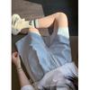 Shorts Deportivos Casuales de Pierna Ancha de Longitud Media Yamamoto de Seda de Hielo Color Azul Leche para Mujer, Delgados de Verano Nuevo 2026 de Cintura Alta