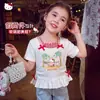 Camiseta de Verano para Niña 2026 Estilo Nuevo Falso Dos Piezas Estilo Dulce Cuadros Tira Parche Empalme Moderna Camiseta de Dibujos Animados
