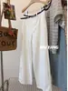 Pantalones Muyang con Buen Ajuste, Pantalones Blancos de Pierna Ancha de Mezclilla Tencel Lavado para Mujer, Pantalones Casuales Rectos Sueltos Adelgazantes