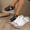 Sandalias de Tacón Alto de Paja de Talla Grande para Mujer, Nuevo Modelo 2025, Sandalias Romanas Peep-Toe de Suela Gruesa con Tacón Alto de Tira Única