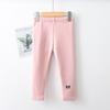 Calças de Moletom Estampadas de Inverno para Menina Novas Leggings Infantis Roupa Exterior 95% Algodão Etiqueta Bordada Forradas com Lã Calças Infantis Espessas