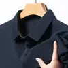 Camisa Polo de Manga Corta Elástica para Hombre de Mediana Edad, Anti-Pilling, Verano, Holgada, Sin Arrugas, Corte Delgado, Alta Calidad, Versátil, Ropa Casual