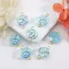 Acessórios para Joias Artesanais DIY Flor Rosa de Vidro Iridescente Pingente Único ou Duplo Acessório de Pingente de Flor de Vidro Materiais