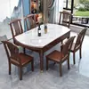 Conjunto de mesa de jantar e cadeiras em pedra estilo chinês, mesa de jantar moderna minimalista para apartamentos pequenos, mesa extensível e dobrável de madeira maciça