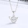 Collar de alas de ángel de plata de ley S925 con colgante de corazón palpitante, cadena para clavícula, joyería de plata para San Valentín de Tanabata para novia.