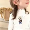 Camiseta Base de Terciopelo Engrosada para Niña Otoño e Invierno Nueva de Cuello Medio Alto Ropa Interior para Niños Talla Mediana y Grande Camiseta de Manga Larga