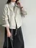 Chaqueta de Cuero PU con Solapa Clásica LUXI para Mujer, Otoño 26, Shorts Retro, Abrigo de Cuero para Motocicleta de un Solo Botón 99046