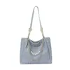 Bolso de hombro de cuadros con cadena de perlas 2026, un bolso tote elegante y versátil para mujer, perfecto para ir al trabajo, con un diseño inspirado en Corea