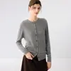 Nuevo suéter de cachemira pura para otoño e invierno, cuello redondo, corte ajustado, versátil, prenda superior cálida, suéter, abrigo, cárdigan de punto