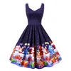 L9385 comércio exterior transfronteiriço Natal roupa feminina fabricantes fornecem colete sexy estampado estilo Hepburn retrô saia grande