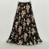 Falda Plisada Dulce y Versátil con Dobladillo Ancho y Estampado Floral, Falda Plisada de Línea A de Cintura Alta de Estilo Francés de Longitud Media para Mujer