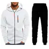 Novo conjunto de duas peças para homens, outono e inverno, esportivo, fitness, moda, casual, com zíper, moletom e calça comprida