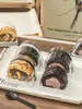 Caja de Empaque para Rollo de Pastel Pieza Única Estilo Japonés Floss de Carne Suiza Piel de Tigre Sueño Dragón Rollo Terciopelo Rojo Rebanada Caja Desechable