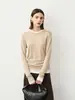 Top de malha com design retrô minimalista color-blocking para mulheres, outono, alta qualidade, imitação de duas peças, camisa base de manga longa