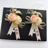 Alfinete de Corsage de Casamento Padrinho Corsage de Dama de Honra Noivo Noiva Lapela de Casamento de Alta Qualidade Conjunto Completo Pais Flor de Mão Estilo Floresta
