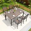 Mesa y Silla de Exterior Mojia Combinación Plástico-Madera para Exteriores Mesa de Café y Silla Combinadas Mesa y Sillas para Patio Mesa y Sillas Mesa de Té Aleación de Aluminio