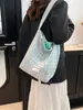 Bolso de Hombro Patchwork Menta Fresca Mambo Bolso Tote de Gran Capacidad Simple Doble Uso Doble Pan Primavera y Verano Nuevo