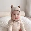 Gorro para bebé para primavera y otoño, lindo y súper adorable, gorro con orejas estilo coreano, gorro protector de fontanela para lactantes, gorro a prueba de viento para salir, moderno