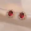 Aretes para Mujer, Aretes de Flor Corazón con Circonita Micro-pavimentada de Cobre, Nueva Moda de Nicho, Diseño Simple, Joyería de Temperamento y Versátil