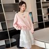 Sudadera Casual Holgada de Solapa a la Moda para Niñas de Primavera, Camiseta de Fondo Floral a la Moda para Niños Medianos y Grandes, Top de Manga Larga