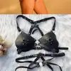 Amazon Supply Atacado Couro PU Alça Selvagem Sexy Mulheres Europeias e Americanas Lingerie Sexy Sexy Conjunto HYAO