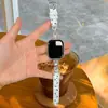 [Correa de Reloj] Adecuada para Apple S12iwatch Correa de Reloj Metálica Doble Diamante Gato Kt S10987Se Elegante Pulsera Femenina