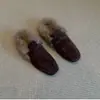 Caliente nuevo estilo 2026 punta cerrada media zapatilla de casa para mujer otoño e invierno zapatilla de pelo sensación suelta mocasines sin cordones felpa