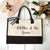 Amazon equipo de novia transfronterizo bolsa de mano de lona doble color blanco y negro fiesta de despedida de soltera de boda novia