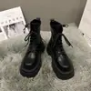 Botines Nuevos Otoño/Invierno Suela Gruesa Retro Botas Martin Estilo Británico para Mujer 2026 Versátiles Con Cordones Americanos Tacón Grueso
