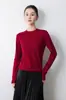 Camisa base versátil de alta gama lista para usar, textura lisa, simple y elegante, cuello redondo, manga larga, básica, para primavera y otoño, casual, para mujer