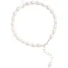 "Conejito Lindo" Pulsera de Perlas Naturales de Color Claro con Pequeño Conejito de Nácar Blanco, Plata que No se Desvanece, Dulce y Suave para Niñas