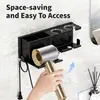 Estante Multifuncional para Secadora de Cabello para Baño, Organizador y Estante de Almacenamiento para Secadora de Cabello Montado en la Pared sin Taladro