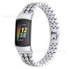 Para pulseira inteligente Fitbit Charge 6 nova pulseira Charge 5 três fileiras cinco contas pulseira de relógio de metal